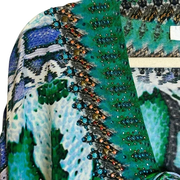 Camilla Los Pozas Short Lace Up Kaftan A Land Of Wonder 100% Silk Revolve Sequin - Picture 6 of 15